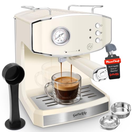 Retro-Style Espresso Machine with Milk Frother ESE Pod Compatible Coffee Make with Pressure Gauge Single &Double Shot Support 54 oz Food-Grade PP Removable Water Tank Ideal for Home Barista