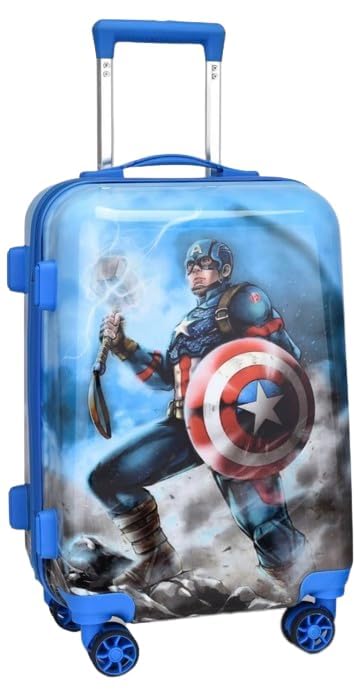 Image of ADSON Abs Kids Trolley 360 Rotating Luggage 360 Degree Wheels Captain America Non-Breakable 20 Inch Kids Hardsided Suitcase with 4 Wheels, 360 Degree Wheel Travel Trolley Bag (Design 18)