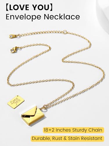KeyStyle Personalized Envelope Locket Necklace for Women, Custom Love Letter Message Necklaces Birthstone Photo Jewelry Mother's Day Christmas Gift for Fiancee Mom Wife4