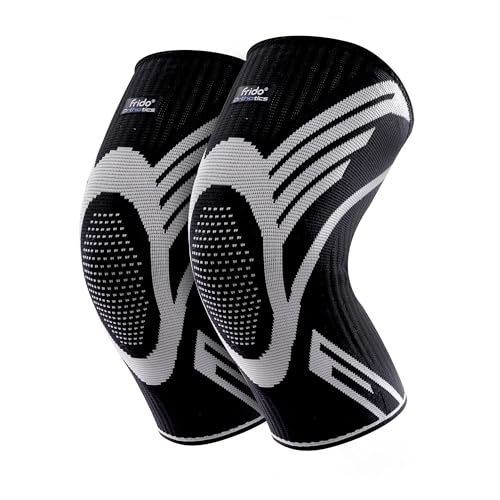 Image of Frido Active Knee Cap Support for Men & Women | Active Compression for Pain Relief & Joint Support | Knee Sleeve for Gym, Running, Jogging, Sports & Workout | Anti-Sweat Knee Brace (1 Pair) Black, S