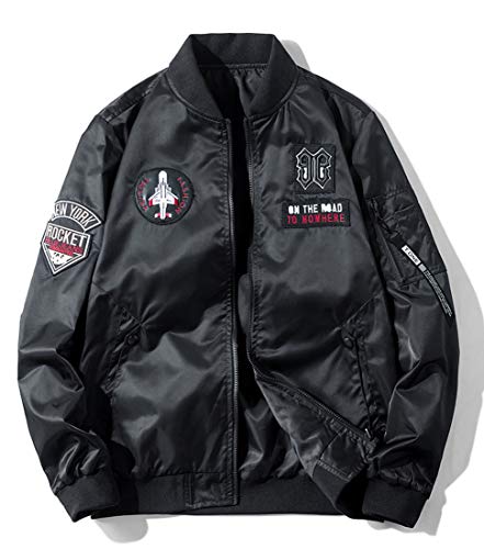 Men's Lightweight Reversible MA-1 Flight Bomber Jacket Casual Spring Fall Winter Jackets Military Outerwear with Patches