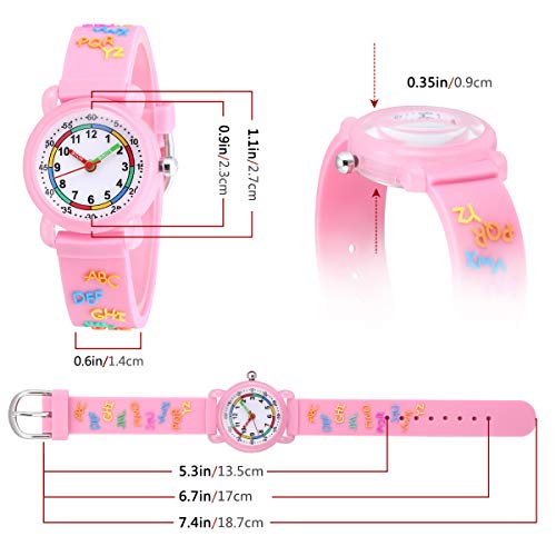 Image of Jewtme Cute Toddler Children Kids Watches Ages 3-8 Analog Time Teacher 3D Silicone Band Cartoon Watch for Little Girls Boys