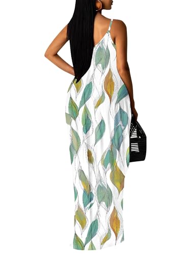 Image of SUZONANA Women's Plus Size Summer Dresses Spaghetti Print Maxi Dresses Long Loose Sundresses