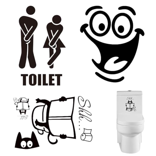 COYUN - COYUN 6 PièCes Poubelle Toilette Sticker Wc, Stickers Abattant Wc, Pour Wc Amovibles Autocollant RéFrigéRateur Heureux Sticker Pour Toilette Salle De Bain Poubelle