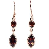 Pendientes de plata de ley 925 chapados en oro rosa de granate hechos a mano