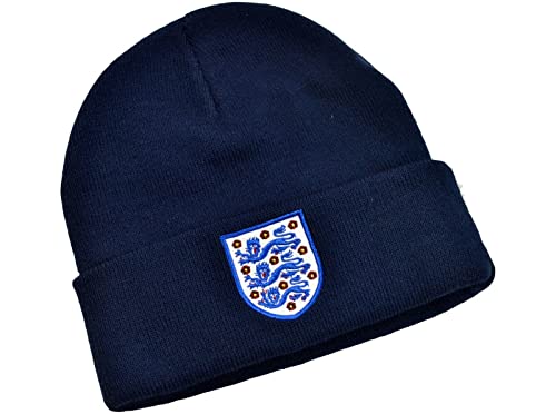 England FA Football Fan/Supporters Official World Cup Cuff Beanie Thermal Knit Navy Beanie Adults - One Size fits All (England FA Beanie Hat)