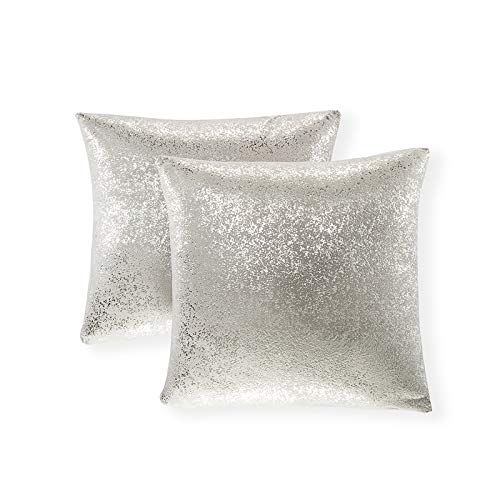 Xinrjojo Set Of 2 18 X18 Inch Throw Pillow Covers, Cushion Cases, Decorative Square Pillow Case, Slipover Pillowslip For Home Sofa Couch Chair Back Seat Bedroom Car, Gift(Silver-Light Gray) #TOP20
