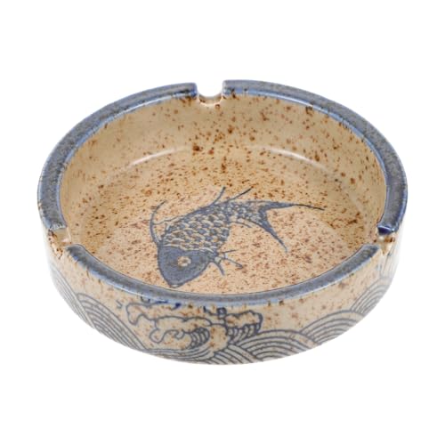TOPPERFUN Ceramic Ash Tray: Round Desktop Cigarettes Ash Collector Smoking Table Ashtray for Living Room Office Bar Restaurant Countertop, 3x10.5cm