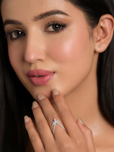 Image of Clara 925 Sterling Silver Vanki Adjustable Ring for Women Platinum Plated | Gift for Women & Girls | Rakhi Rakshabandhan Gift for Sister Bhabhi |Swiss Zirconia | Elegant Design