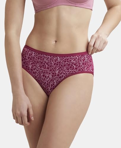 Image of Jockey 1807 Women's High Coverage Micro Modal Elastane Stretch Mid Waist Hipster with Ultrasoft Exposed Waistband