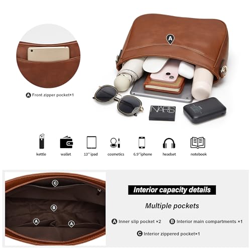 Worldlyda Purses for Women Soft PU Leather Shoulder Bag Cute Hobo Tote Crossbody Purse and handbags Lightweight Satchel3