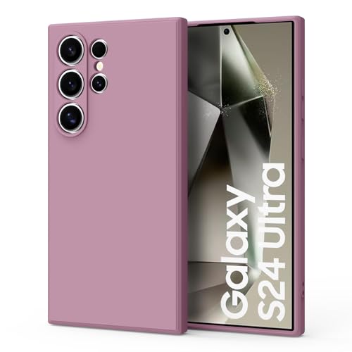 Vancle Soft Silicone Cases for Samsung Galaxy S24 Ultra 5G [Military Grade Drop Protection] [Anti-Scratch Microfiber Lining] Shockproof Slim Cover for Samsung Galaxy S24 Ultra (Rose Purple)
