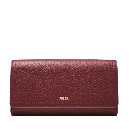 Image of Fossil Women's Logan Leather Wallet RFID Blocking Flap Clutch Organizer