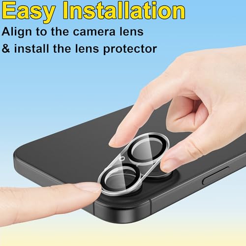 Image of 4youquality Camera Lens Protector for iPhone 17, iPhone 16 and iPhone 16 Plus, 9H Tempered Glass, Anti-Scratch, Case-Friendly, 3-Pack