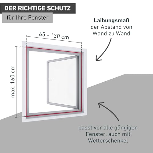 Windhager Insektenschutz Rollo Plus, Fliegentitter, Alurahmen für Fenster, weiß, Selbstbausatz 130 x 160 cm