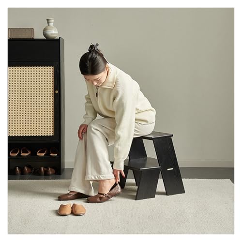 JIAYING 2 Tier Step Stool 3 Tier Wood Step Ladder For Adults And Children, Foot Stool Display Storage Shelf step ladder For Library, Bedroom, Kitchen(40x41x42cm)