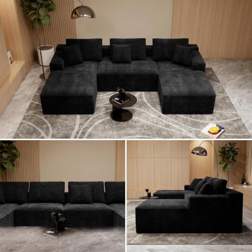 Image of Modular Cloud Sectional Sofa, Oversized Corduroy Boneless Couch | Luxury Comfort, Deep Seat, Couches for Living Room and Apartment, No Assembly Required