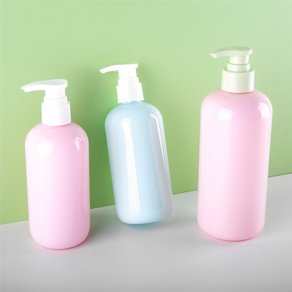 Distributeur de Douche, Distributeur de Savon, Flacon de Lotion Rond, Pompe en Plastique, 300 ml/500 ML, pour la Maison, l'hôtel ou la Salle de Bain (Taille Moyenne).