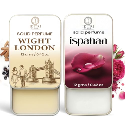 Image of Solid Perfume |wight london&Ispahan Alcohol Free Wax Perfume Balm, Long Lasting | Pocket Tin 12g, Pack Of 2| Non Greasy Smooth Glide, Travel Friendly Unisex Gifts He Or Her