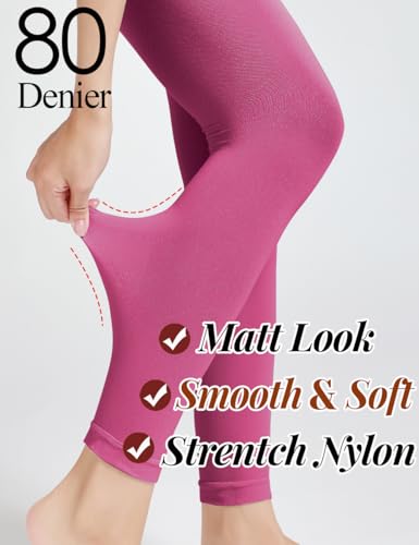 6 Colors Semi Opaque Footless Tights for Women, 80 Denier Black Footless Tights for Women,S-XL4