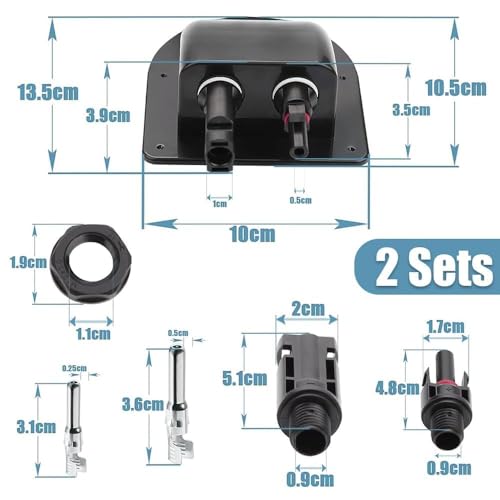 Udbrud Dachdurchführung, 2 Stück IP68 Solar Doppel-Kabeldurchführung ABS wasserdichte 2-Fach Solarmodul Kabeldurchführung für Solarplatten Wohnwagen Boot Solarprojekt, Sat-Anlage und Klimaanlage