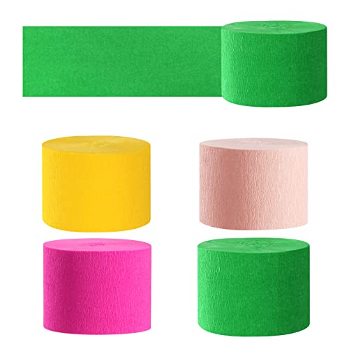 Image of Hawaiian-Themed Pool Party-Decorations Streamers - 8 Rolls Tropical Jungle Aloha Birthday Supplies Bachelorette Crepe Tissue Paper Banners,Summer Beach Baby Shower Backdrop Garland Decor Panduola