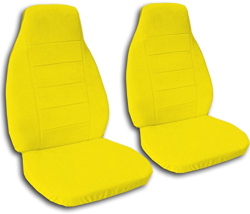 Totally Covers Solid Color Car Seat Covers: Yellow - Universal Fit - Front - Buckets - Option for Airbag, Seat Belt, Armrest & Seat Release/Lever Compatible (22 Colors)