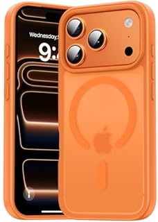 Natiiozie Magnetica Cover Compatibile con iPhone 17 Pro Max Compatibile con MagSafe Custodia Traslucida Opaca Posteriore,Anti-impronta Resistente ai Graffi Protettiva Case Arancione