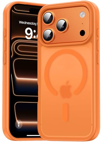 Natiiozie für iPhone 17 Pro Max Hülle Kompatibel mit MagSafe, Magnetisch Handyhülle Transluzente Matt Rückseite, Stoßfest Kratzfest Schutzhülle iPhone 17 Pro Max 6.9 Zoll Case Orange