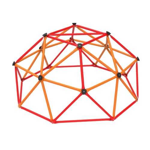 Lovely Snail 6FT Kids Climbing Dome Outdoor Jungle Gym for Kids, Geometric Dome Climber Anti-Rust Metal Outdoor Playset Equipment Structure ASTM Approved Orange & Red
