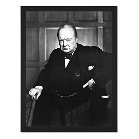 Doppelganger33 LTD Vintage Photo Portrait Winston Churchill Britain Prime Minister Large Framed Art Print Poster Wall Decor 18x24 inch Supplied Ready To Hang Cover