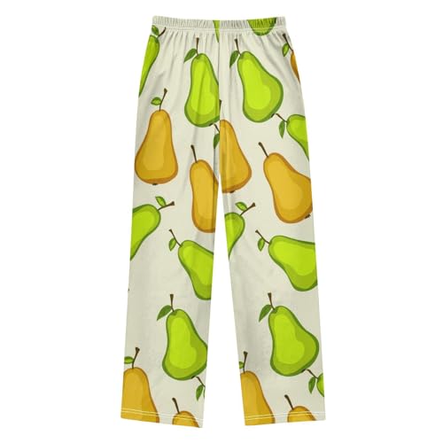 J JOYSAY Cartoon Pear Fruit Beige Pajamas Pants Soft Long Pajama Bottoms Lounge Sleep Pants Size S-XL2