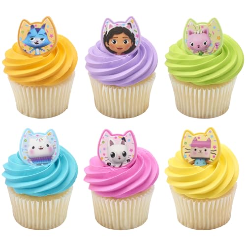 DecoPac DreamWorks Gabby's Dollhouse Rings, 24 Cupcake Decoration...