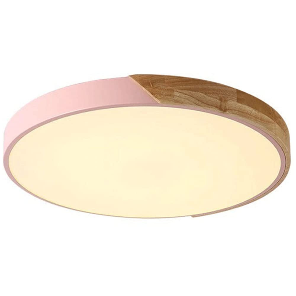 Lampa sufitowa do sypialni Kreatywne drewniane okrągłe lampy LED Trzykolorowe przyciemniane płaskie oświetlenie sufitowe Oprawa do montażu podtynkowego Łatwa instalacja do salonu