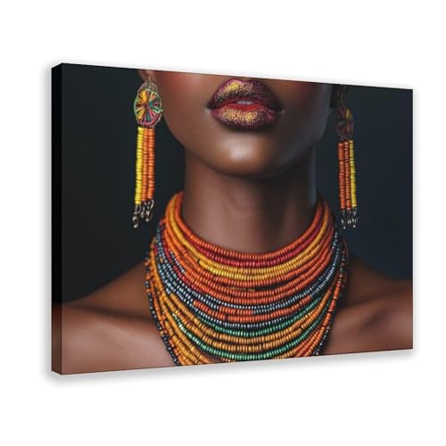 Peinture pour salon moderne avec ce portrait de femme africaine sur toile 20x30cm