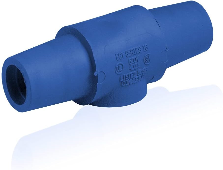 Leviton 16A24-UB 16 Series Taper Nose Cam-Type Adapter, Multi-Way Connector, Double Female, 400 Amp Max, Blue