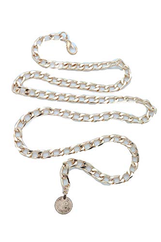 TrendyFashionJewelry Women Fashion Narrow Waistband Belt Hip High Waist GOLD Metal Chain Coin Charm Size XS S M4