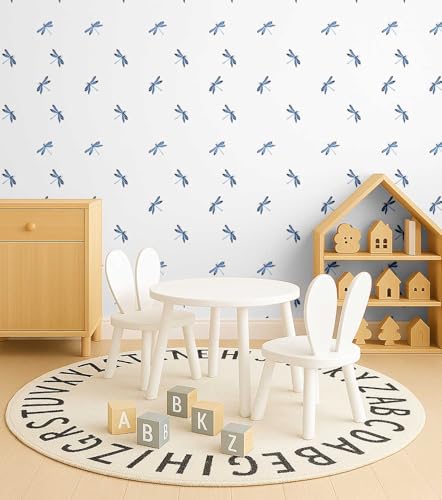 Papier peint autocollant imperméable et lavable bleu libellule