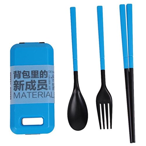 WeK Protable Novelty A Box Cutlery Chopsticks Spoon Fork Travel Set Storage Case