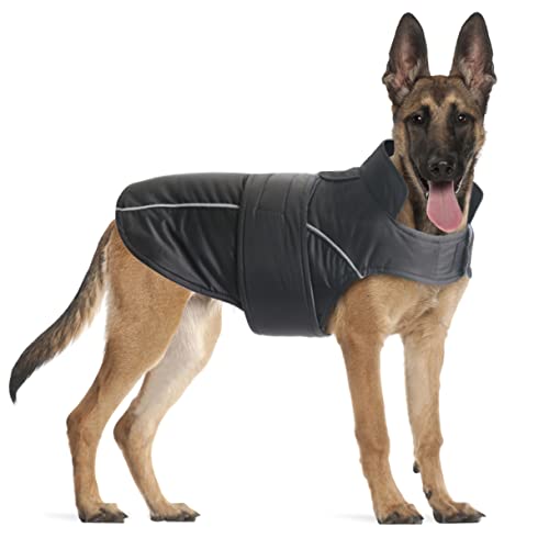 Oslueidy Winterhundemantel, wasserdichte Welpenjacke warmes Haustierkleidung reflektierende kleine Hunde Weste Bekleidung Schneeanzug für kleine mittlere Hund Teddy mit reflektierender Gurt