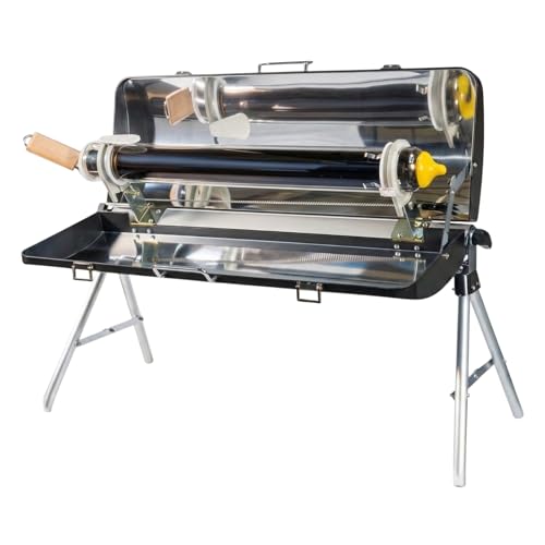 Rockcub Portable Solar Oven with Built-in Thermometer 1.5L High-Capacity Solar Stove for Camping Adjustable Angle Sun-Tracking Cooker Fuel-Free Outdoor Grill for Hiking Picnic and Emergency