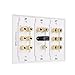 Cable Matters Triple Gang 7.1 Speaker Wall Plate with HDMI, Home Theater Wall Plate, Banana Plug Binding Post FacePlate, White