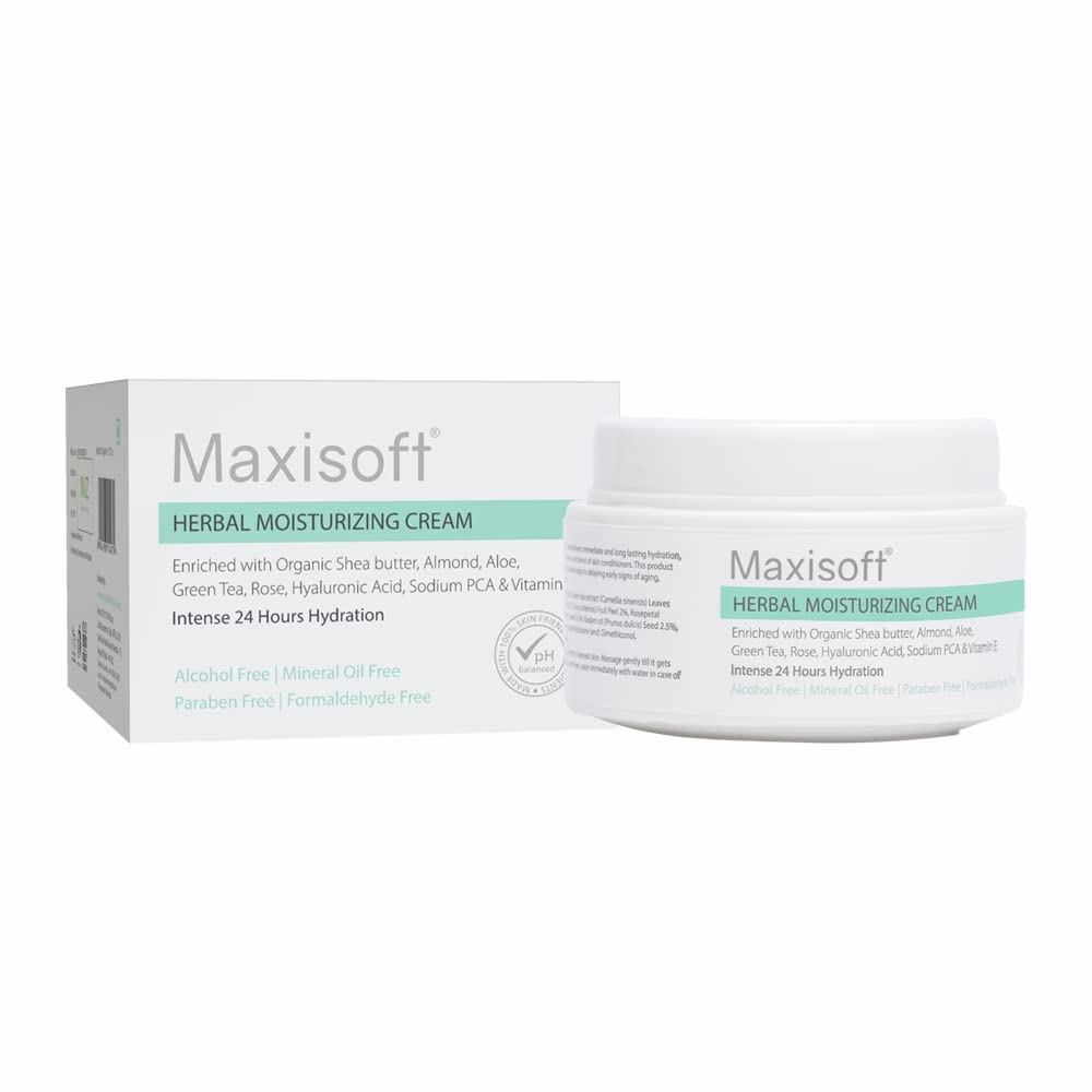 Maxisoft Herbal Moisturizing Cream 50gm | Nourishing Herbal Cream for Long-Lasting Hydration | Non-Greasy & Fast-Absorbing | Soft & Glowing Skin | Daily Use & All Skin Types (Pack of 1-50gm)