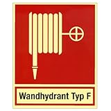  Löschschlauch Typ F - Wandhydrant Kunststoff nachleuchten selbstklebend 250 x 200 mm
