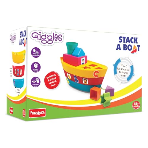 Giggles Funskool Stack A Boat, Pull Along, Nesting & Stackable Toy for Kids, Encourages Learning & Development, Fun Activity for Babies, Gift Set for Kid, Age 18+ Months - Image 4 thumbnail