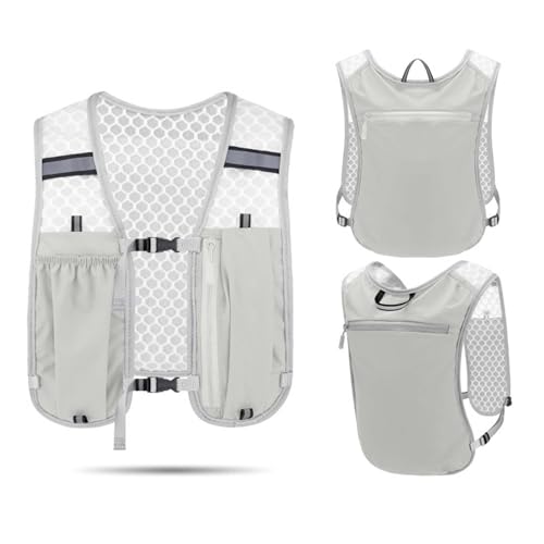 Image of Running Vest for Men, Hydration Bag with Lightweight Design, Chest Bag for Runners, Marathon Equipment with Reflective Strips, Tactical Vest for Hiking and Cycling(Grey)
