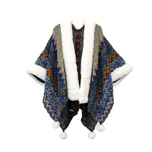 Women's knit Bohemian Poncho Shawl,Wraps Pashmina with Tassel,Oversized Sweaters Cardigan Shawls for Fall Winter