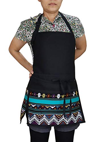 Novelty Adjustable Bib Apron Unique with 3 Zipper Pockets Kitchen Cooking Baking Gardening Restaurant Design for Women Mom