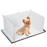 Dog Litter Box with High Walls,Indoor Dog Potty for Small and Medium Dogs Like Corgie French Bulldog,etc.No Spill Silicone Pee Pad Holder Tray for Dogs Work with Most Training Pads and Easy to Clean.