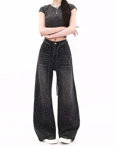 Baggy Jeans for Women, Mom Jeans High Waisted Straight Leg Pants Stretchy Denim Sweatpants Casual Streetwear3